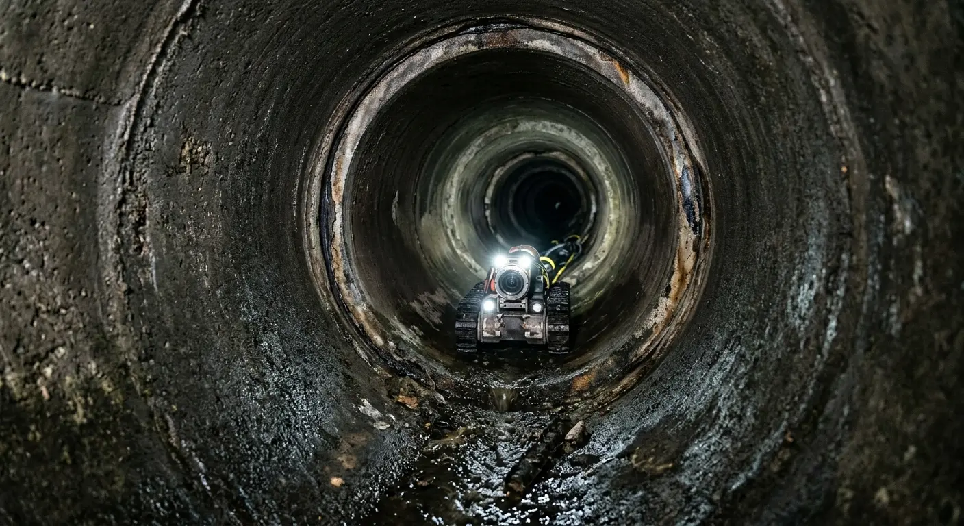 Robotic sewer camera inspecting pipe interior for Sewer Line Repair in Bow